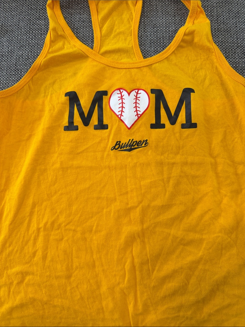 Yellow Baseball Mom Heart Tank Top
